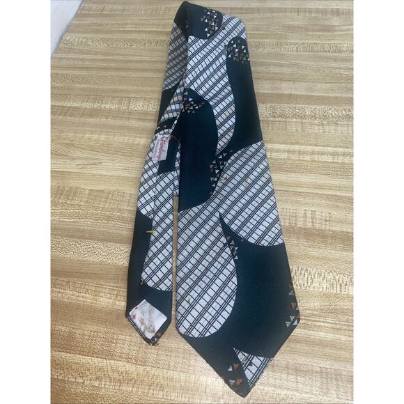 Vtg 70s 2 Don Loper Polyester Geometric Floral Brocade Ties Neckties USA Made - Picture 5 of 7